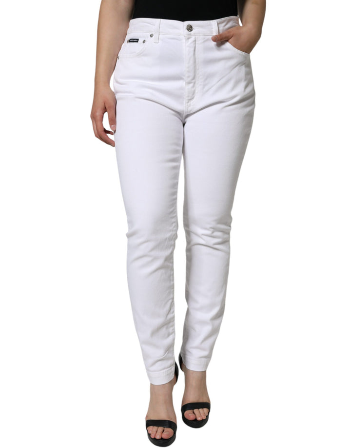 Dolce &amp; Gabbana Sample Sale Dolce &amp; Gabbana White AUDREY Cotton Logo Skinny Denim Jeans - | Designer outlet