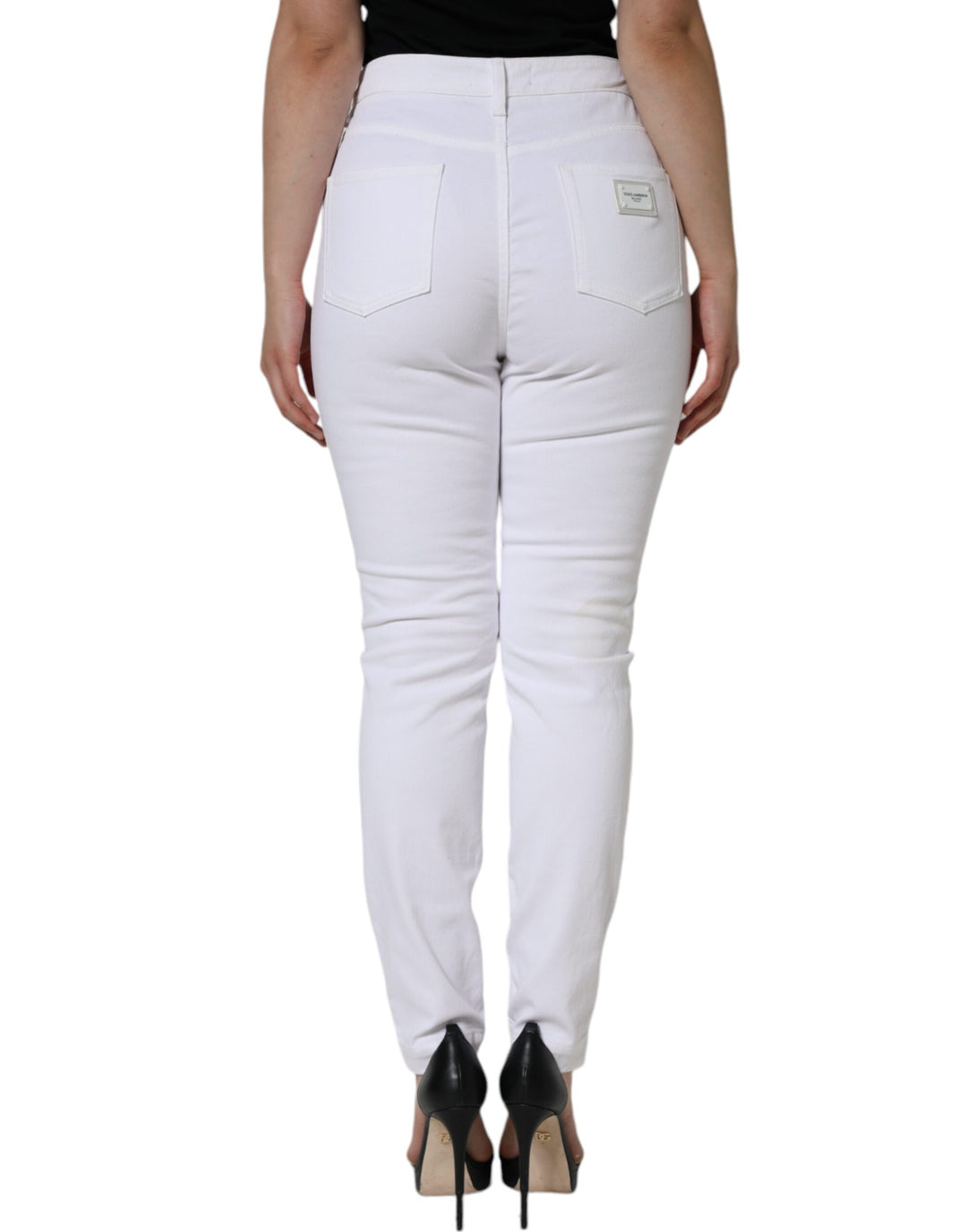 Dolce &amp; Gabbana Sample Sale Dolce &amp; Gabbana White AUDREY Cotton Logo Skinny Denim Jeans - | Designer outlet