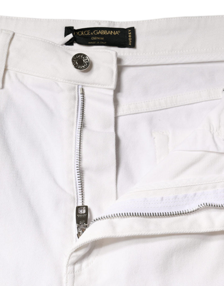 Dolce &amp; Gabbana Sample Sale Dolce &amp; Gabbana White AUDREY Cotton Logo Skinny Denim Jeans - | Designer outlet