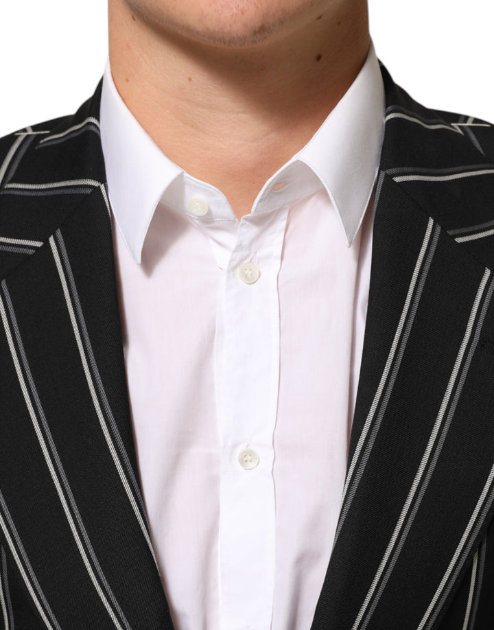 Dolce &amp; Gabbana Sample Sale Dolce &amp; Gabbana Black Stripes SICILIA 1 Button Suit Blazer - | Designer outlet
