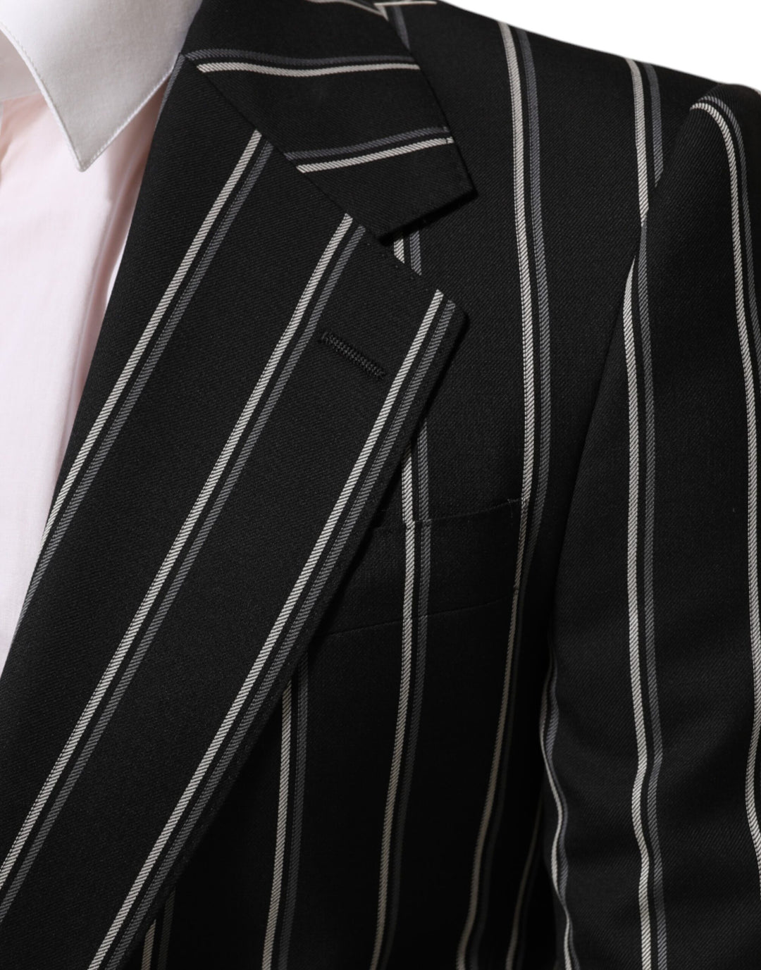 Dolce &amp; Gabbana Sample Sale Dolce &amp; Gabbana Black Stripes SICILIA 1 Button Suit Blazer - | Designer outlet