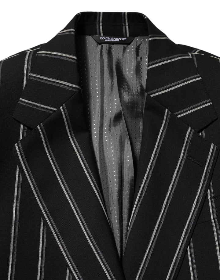 Dolce &amp; Gabbana Sample Sale Dolce &amp; Gabbana Black Stripes SICILIA 1 Button Suit Blazer - | Designer outlet