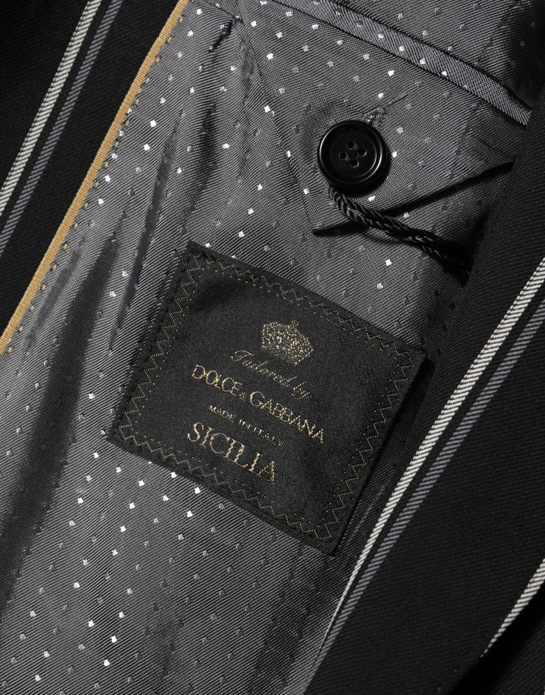 Dolce &amp; Gabbana Sample Sale Dolce &amp; Gabbana Black Stripes SICILIA 1 Button Suit Blazer - | Designer outlet