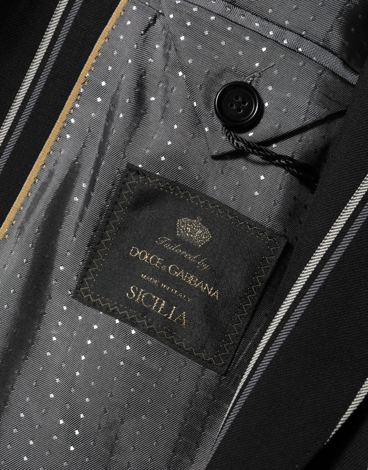 Dolce &amp; Gabbana Sample Sale Dolce &amp; Gabbana Black Stripes SICILIA 1 Button Suit Blazer - | Designer outlet