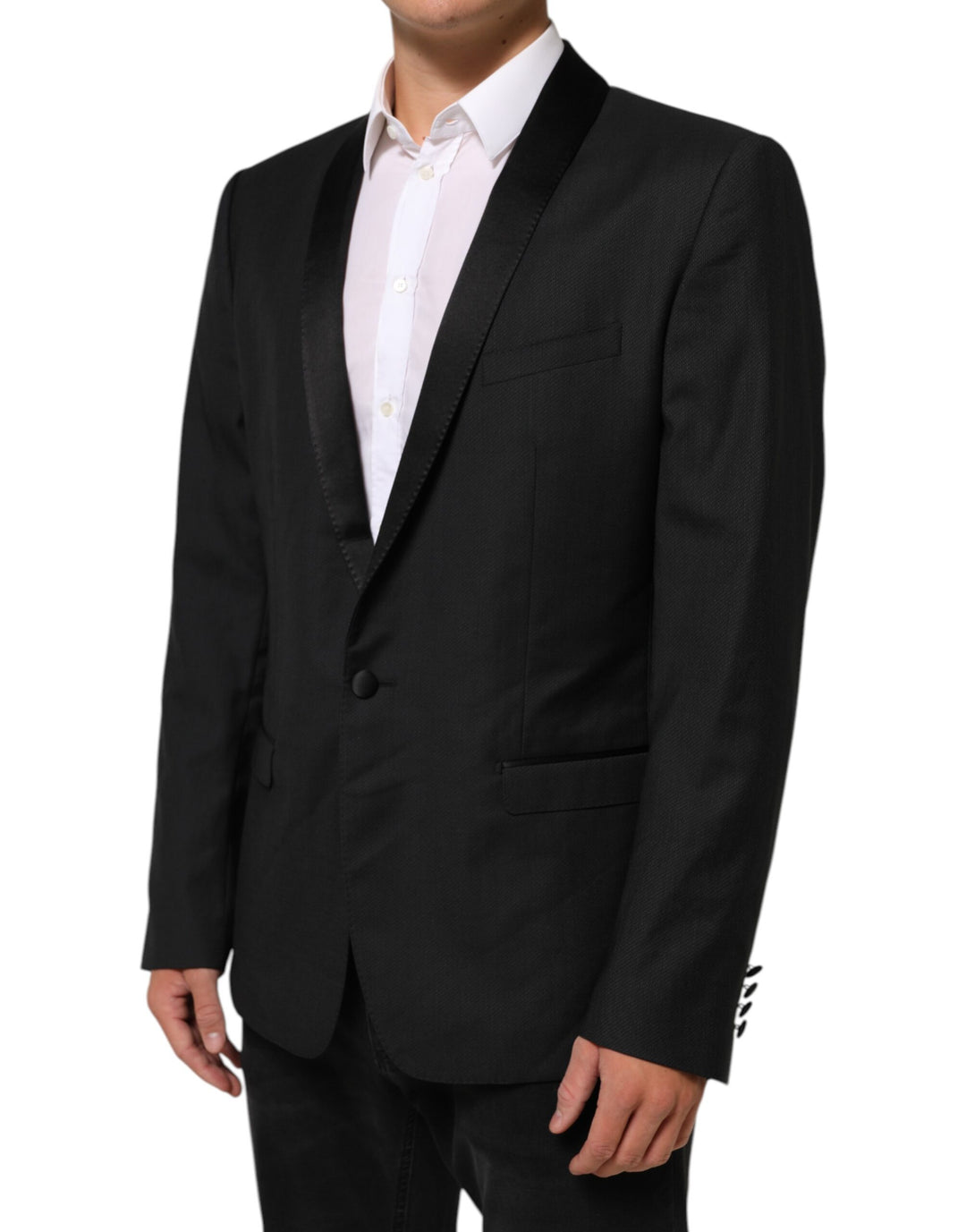 Dolce & Gabbana Black Wool GOLD 1 Button Suit Coat Blazer by Dolce & Gabbana outlet now on sale