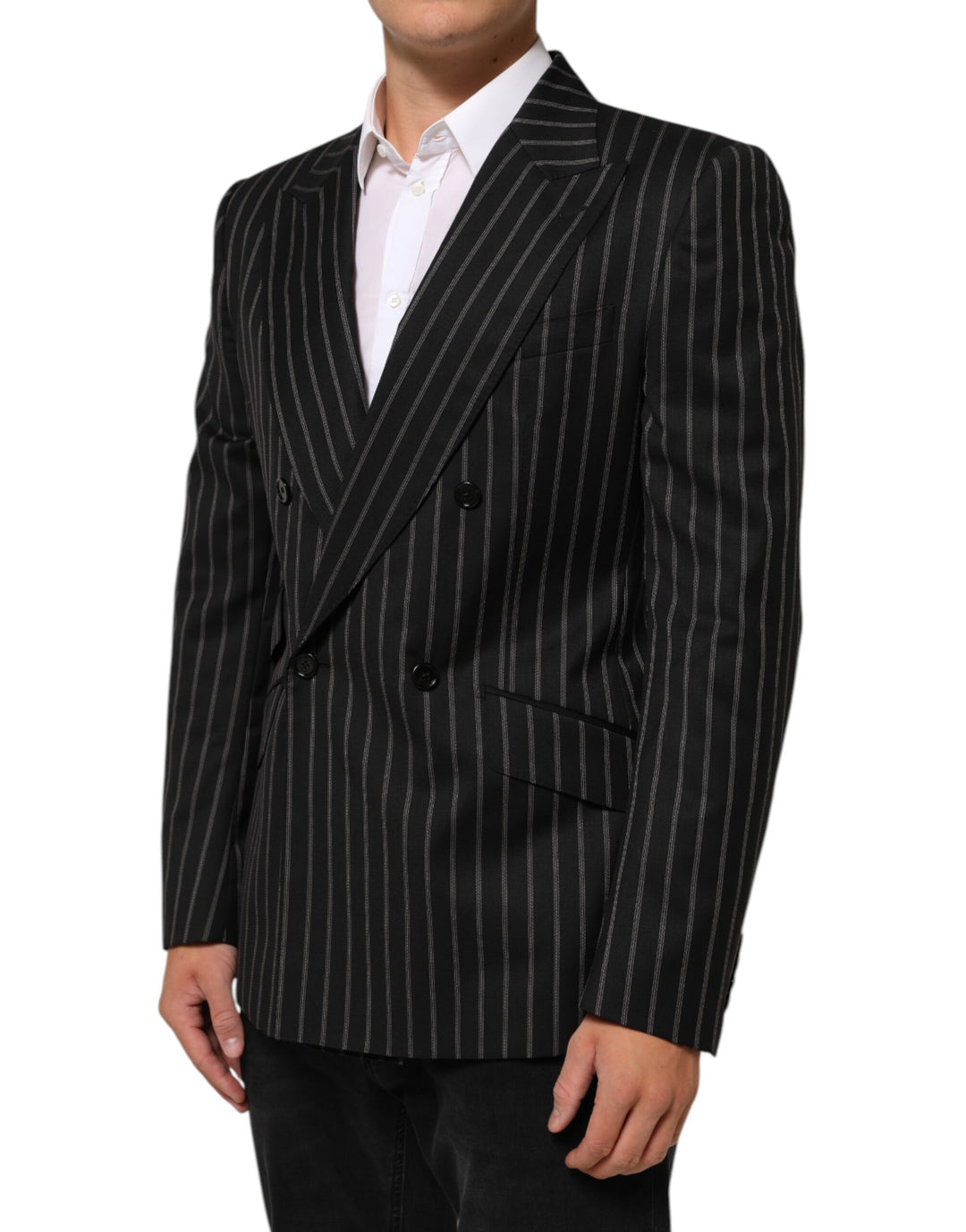 Dolce &amp; Gabbana Sample Sale Dolce &amp; Gabbana Black Stripes SICILIA 1 Button Suit Blazer - | Designer outlet