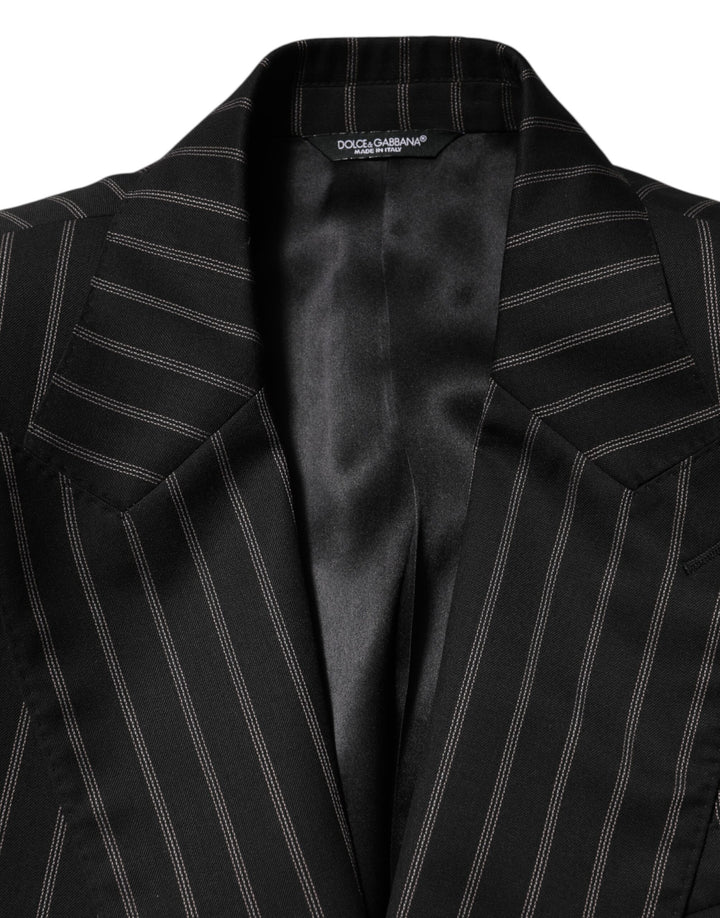 Dolce &amp; Gabbana Sample Sale Dolce &amp; Gabbana Black Stripes SICILIA 1 Button Suit Blazer - | Designer outlet