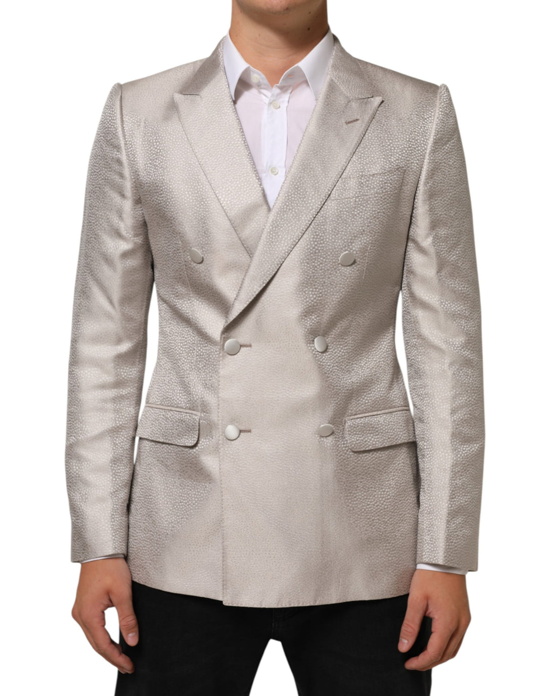 Dolce & Gabbana Beige MARTINI Double-Breasted Suit Blazer by Dolce & Gabbana outlet now on sale