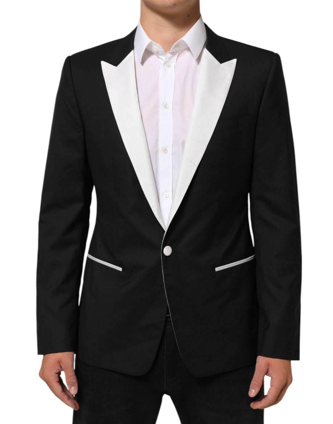 Dolce &amp; Gabbana Sample Sale Dolce &amp; Gabbana Black White MARTINI 1 Button Men Suit Blazer - | Designer outlet