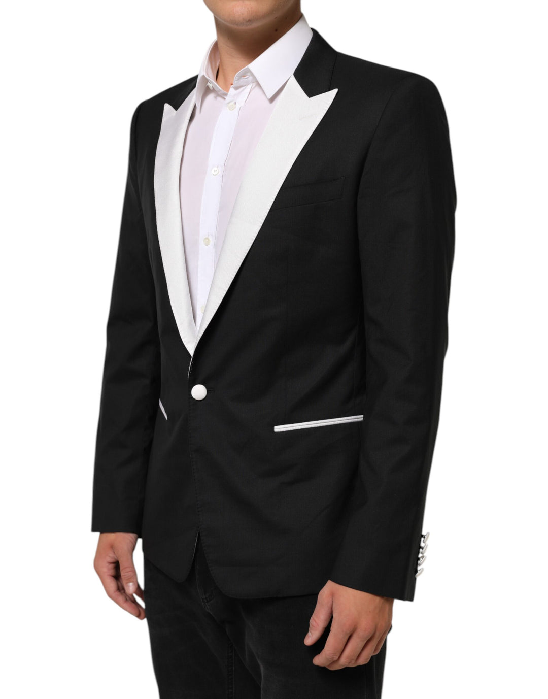 Dolce &amp; Gabbana Sample Sale Dolce &amp; Gabbana Black White MARTINI 1 Button Men Suit Blazer - | Designer outlet