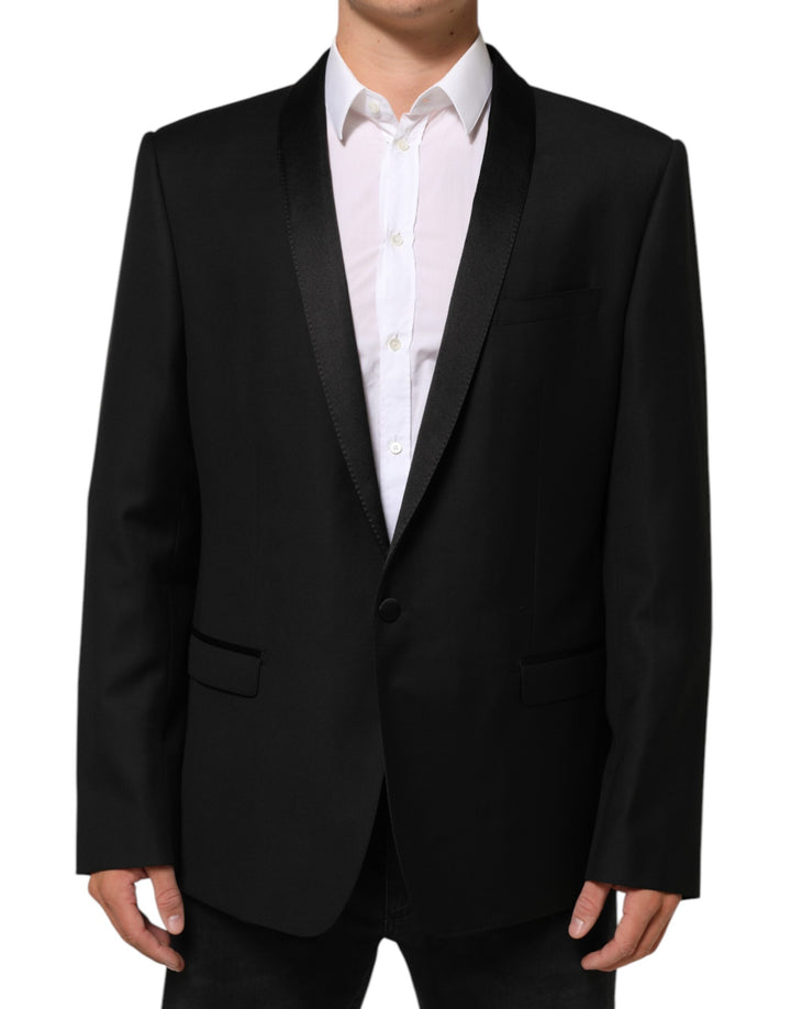Dolce & Gabbana Black Wool GOLD 1 Button Men Suit Blazer by Dolce & Gabbana outlet now on sale