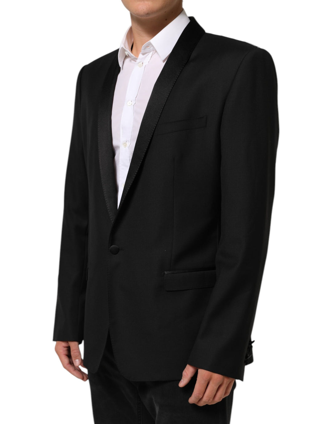 Dolce & Gabbana Black Wool GOLD 1 Button Men Suit Blazer by Dolce & Gabbana outlet now on sale