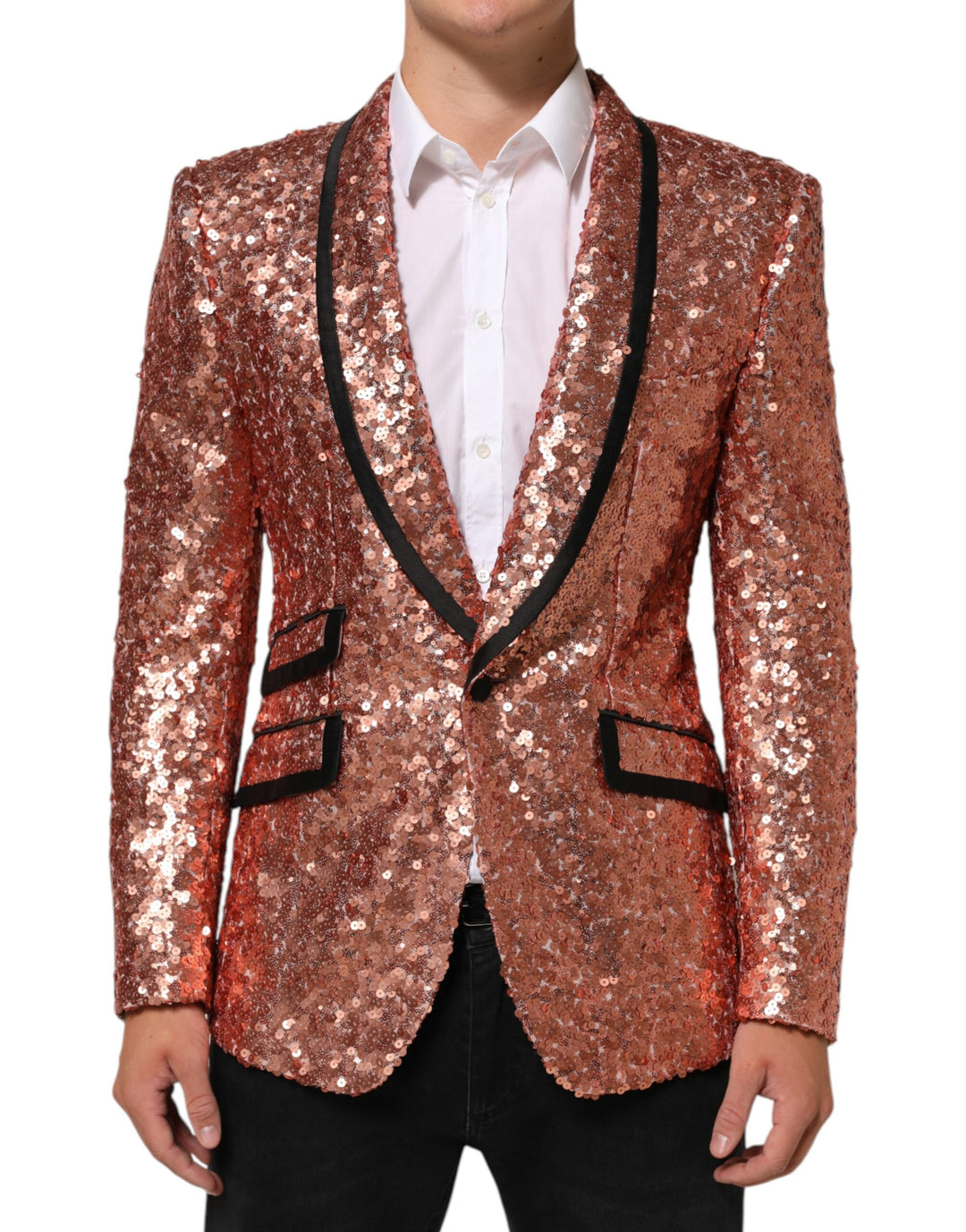 Dolce & Gabbana Pink Sequin SICILIA 1 Button Men Suit Blazer by Dolce & Gabbana outlet now on sale