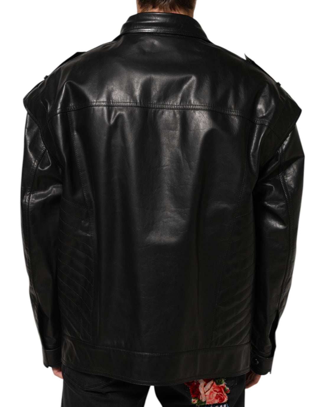 Dolce &amp; Gabbana Black Leather Full Zip Biker Blouson Jacket by Dolce &amp; Gabbana outlet now on sale