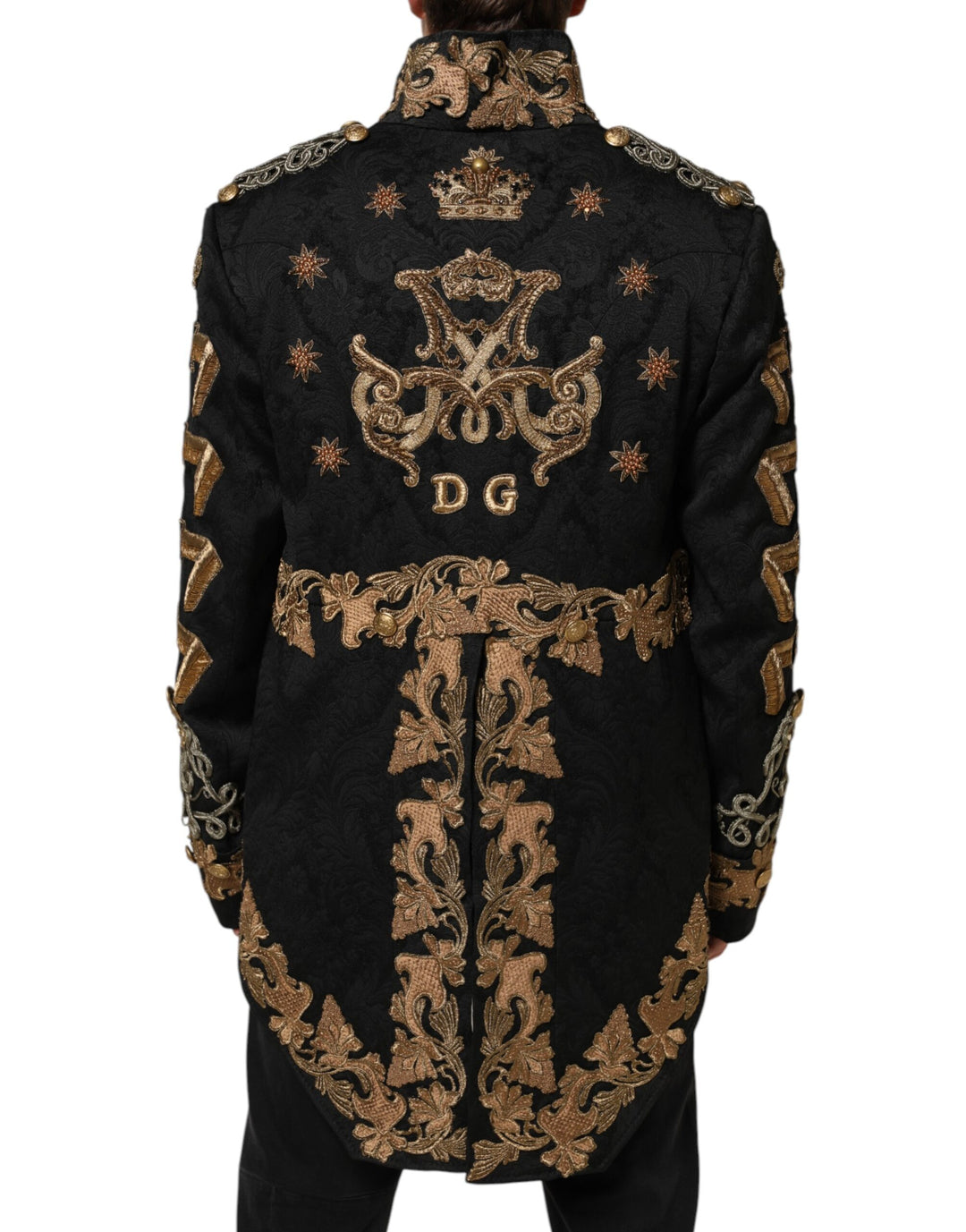 Dolce & Gabbana Black Brocade Embroidery Men Coat Jacket by Dolce & Gabbana outlet now on sale