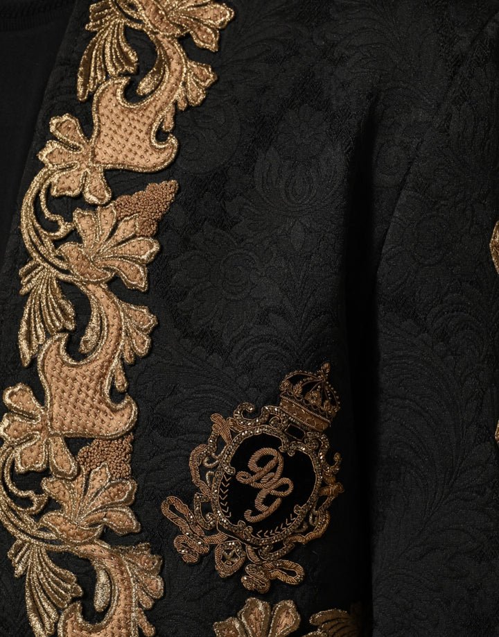 Dolce & Gabbana Black Brocade Embroidery Men Coat Jacket by Dolce & Gabbana outlet now on sale