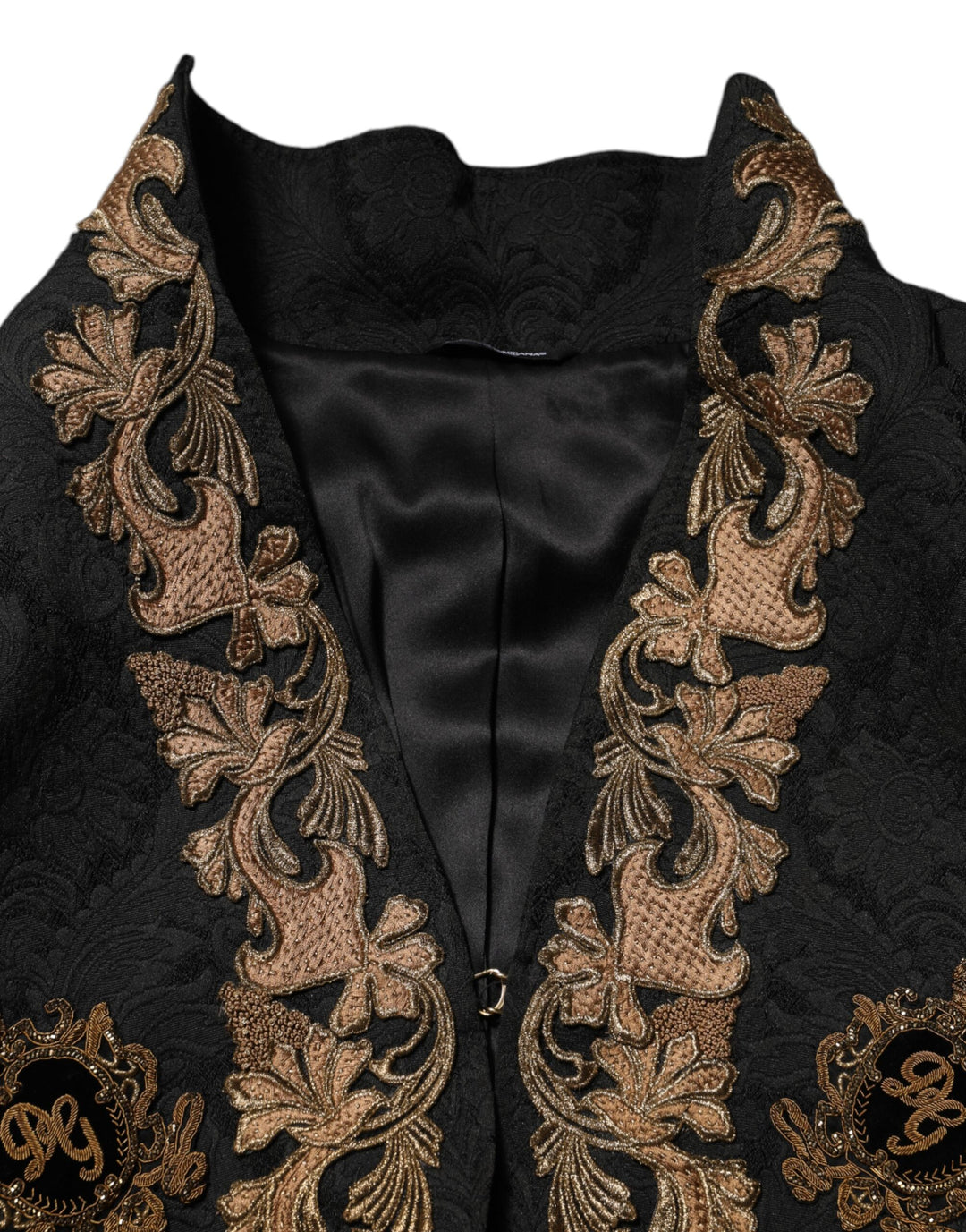 Dolce & Gabbana Black Brocade Embroidery Men Coat Jacket by Dolce & Gabbana outlet now on sale