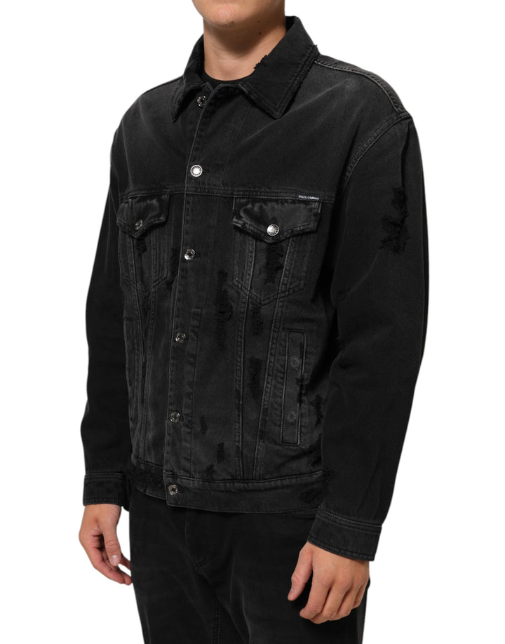 Dolce &amp; Gabbana Black Cotton Stretch Denim Blouson Jacket by Dolce &amp; Gabbana outlet now on sale