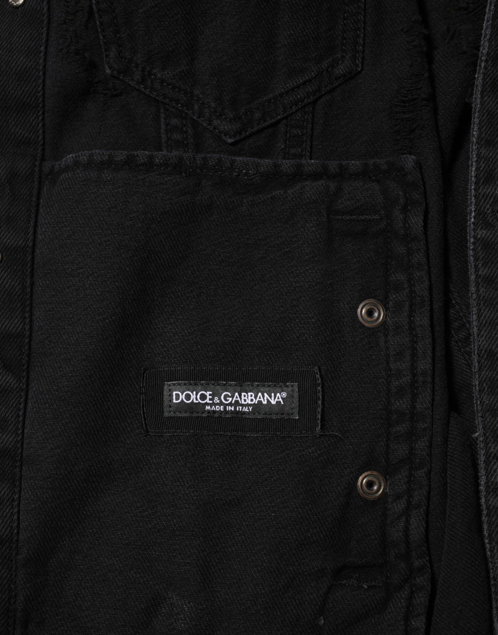 Dolce &amp; Gabbana Black Cotton Stretch Denim Blouson Jacket by Dolce &amp; Gabbana outlet now on sale