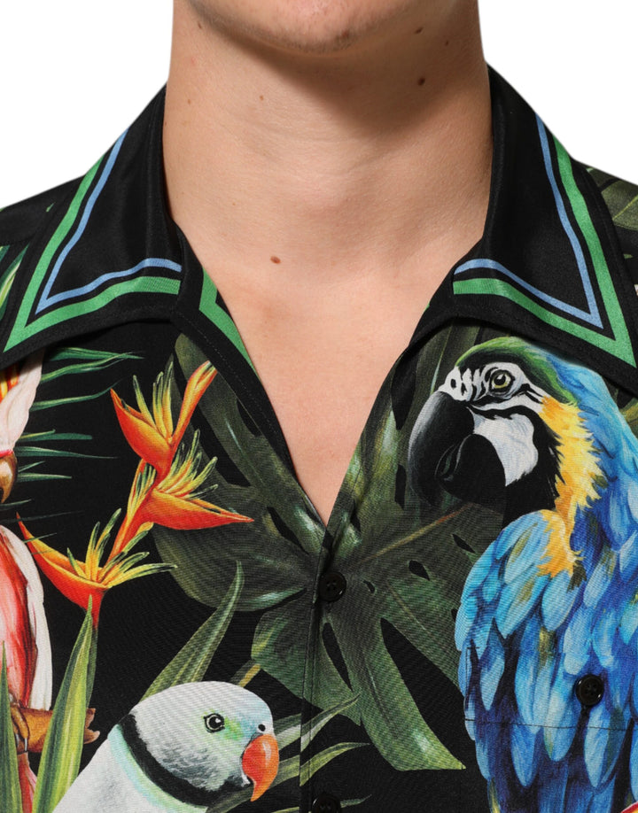 Dolce &amp; Gabbana Sample Sale Dolce &amp; Gabbana Multicolor Parrot Print Lounge Casual Shirt - | Designer outlet
