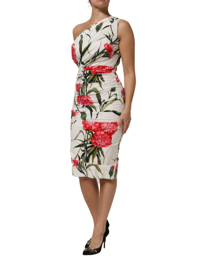 Dolce &amp; Gabbana Sample Sale Dolce &amp; Gabbana White Floral One Shoulder Sheath Dress - | Designer outlet