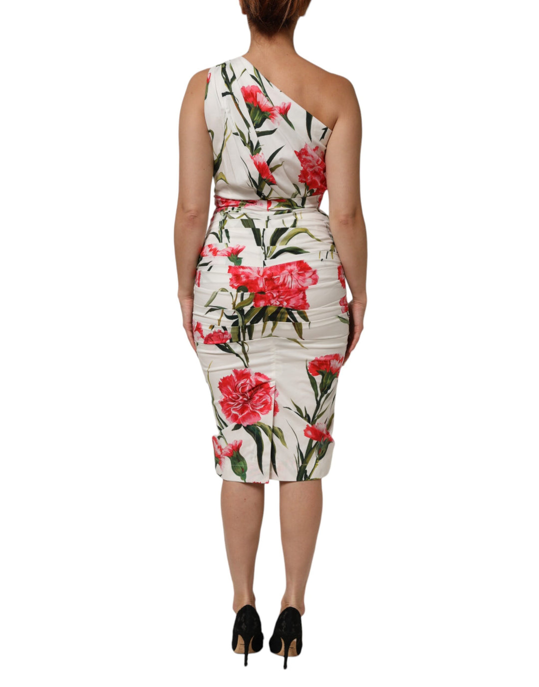 Dolce &amp; Gabbana Sample Sale Dolce &amp; Gabbana White Floral One Shoulder Sheath Dress - | Designer outlet