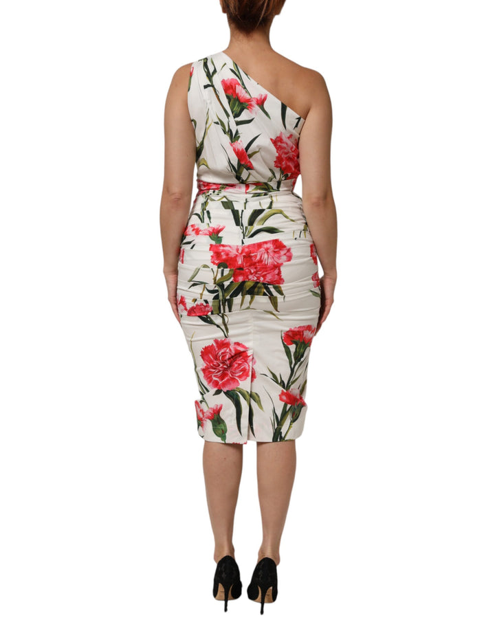 Dolce &amp; Gabbana Sample Sale Dolce &amp; Gabbana White Floral One Shoulder Sheath Dress - | Designer outlet
