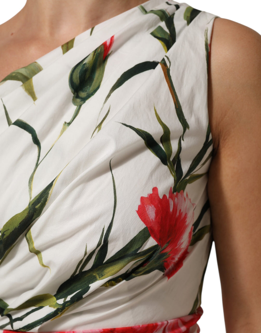 Dolce &amp; Gabbana Sample Sale Dolce &amp; Gabbana White Floral One Shoulder Sheath Dress - | Designer outlet