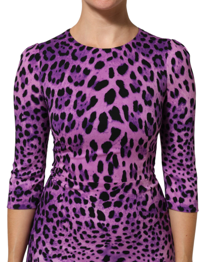 Dolce &amp; Gabbana Sample Sale Dolce &amp; Gabbana Violet Leopard Sheath Bodycon Mini Dress - | Designer outlet