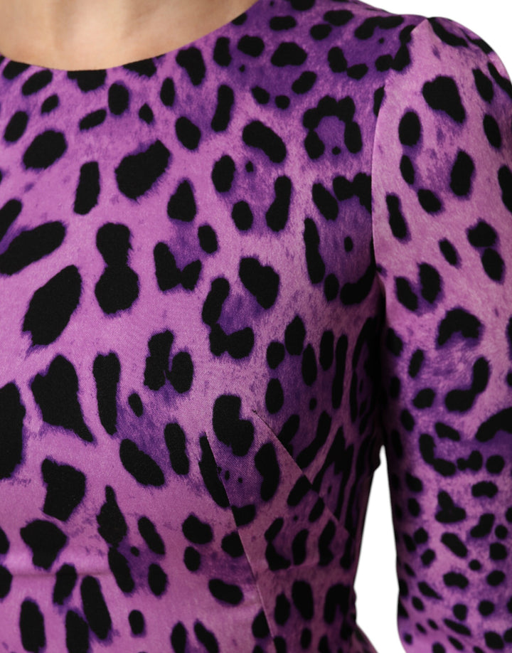 Dolce &amp; Gabbana Sample Sale Dolce &amp; Gabbana Violet Leopard Sheath Bodycon Mini Dress - | Designer outlet