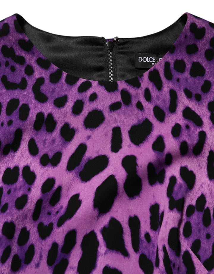 Dolce &amp; Gabbana Sample Sale Dolce &amp; Gabbana Violet Leopard Sheath Bodycon Mini Dress - | Designer outlet
