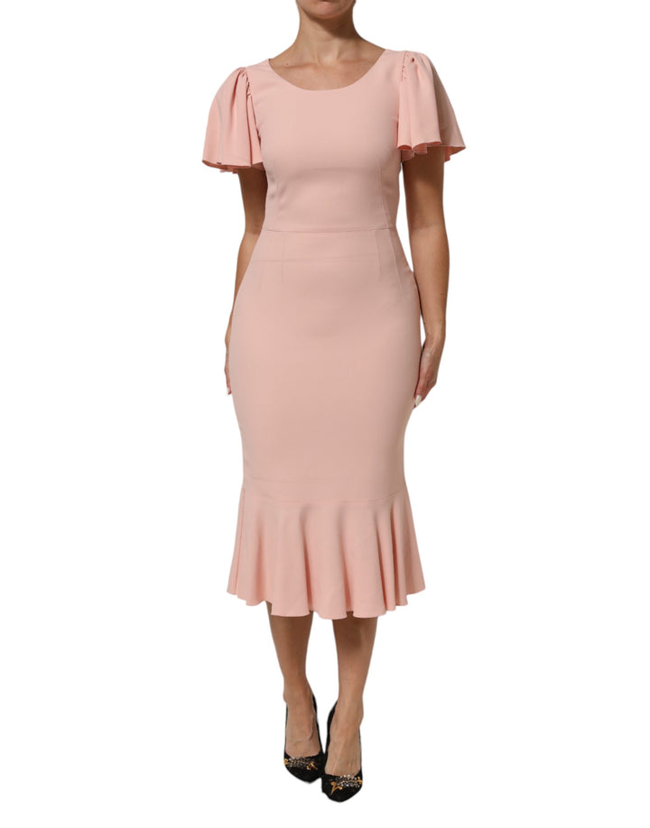 Dolce &amp; Gabbana Sample Sale Dolce &amp; Gabbana Pink Viscose Short Sleeves Sheath Midi Dress - | Designer outlet