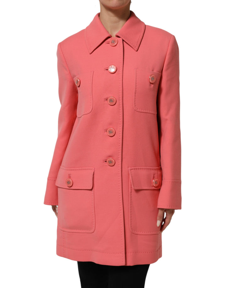 Dolce &amp; Gabbana Sample Sale Dolce &amp; Gabbana Pink Buttoned Down Trench Coat Jacket - | Designer outlet