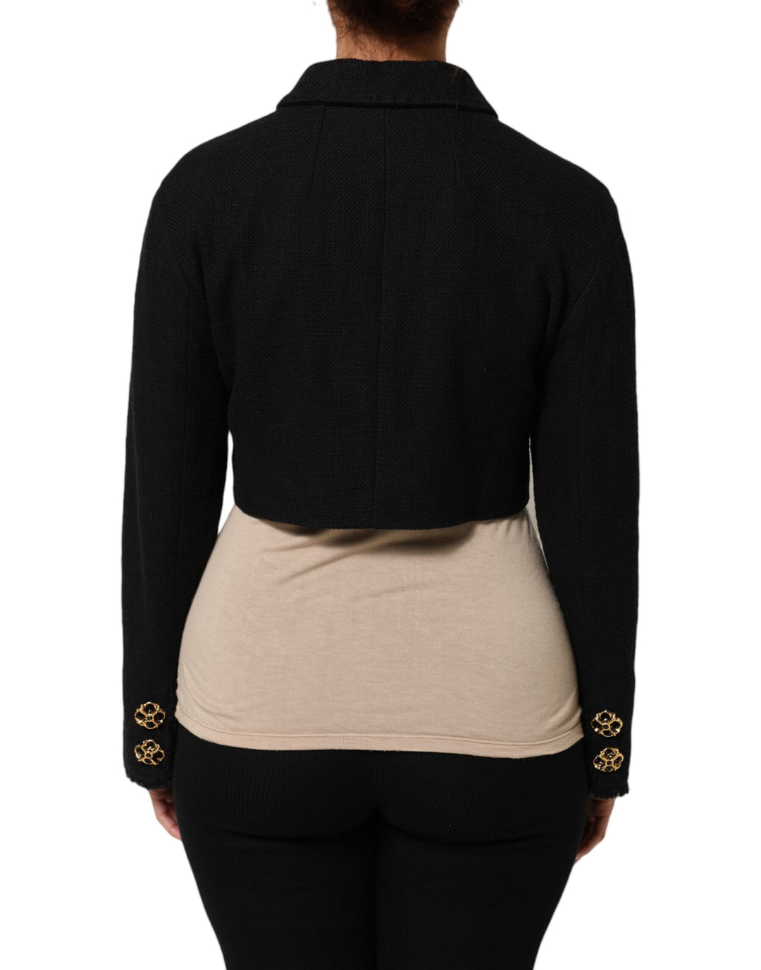 Dolce &amp; Gabbana Sample Sale Dolce &amp; Gabbana Black Cotton Full Zip Cropped Coat Jacket - | Designer outlet