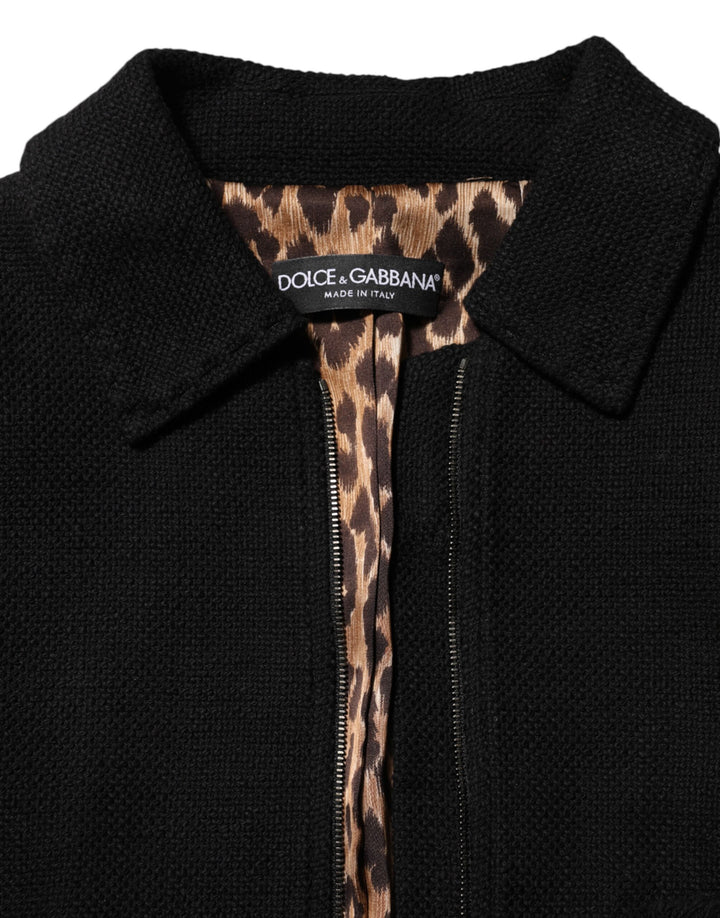Dolce &amp; Gabbana Sample Sale Dolce &amp; Gabbana Black Cotton Full Zip Cropped Coat Jacket - | Designer outlet