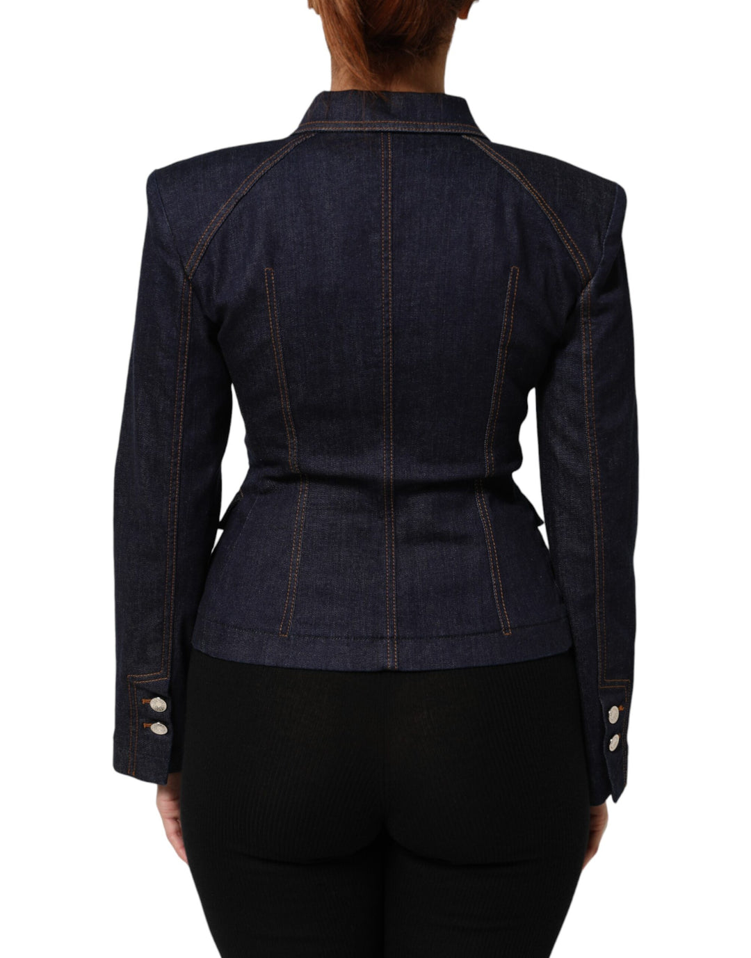Dolce &amp; Gabbana Sample Sale Dolce &amp; Gabbana Dark Blue Cotton Collared Denim Coat Jacket - | Designer outlet