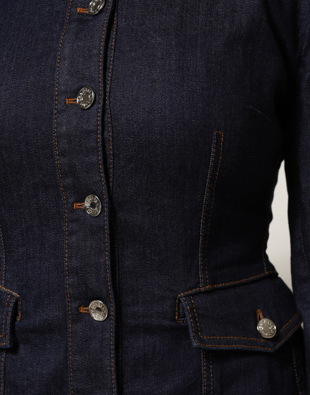 Dolce &amp; Gabbana Sample Sale Dolce &amp; Gabbana Dark Blue Cotton Collared Denim Coat Jacket - | Designer outlet
