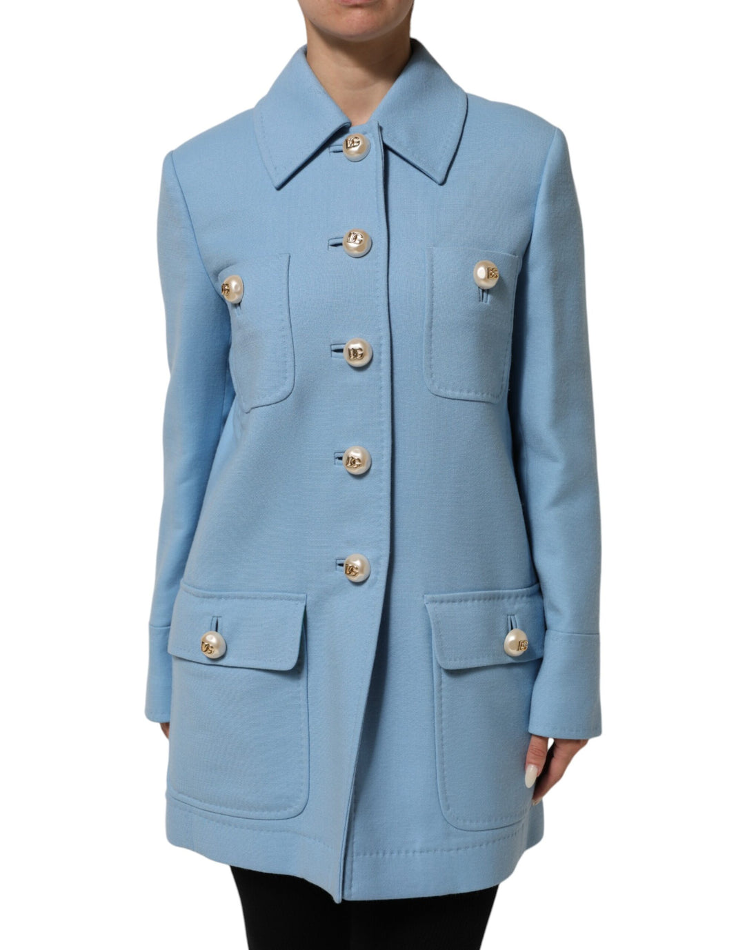 Dolce & Gabbana Sample Sale Dolce & Gabbana Blue Buttoned Down Trench Coat Jacket - | Designer outlet