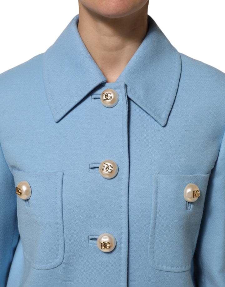 Dolce &amp; Gabbana Sample Sale Dolce &amp; Gabbana Blue Buttoned Down Trench Coat Jacket - | Designer outlet