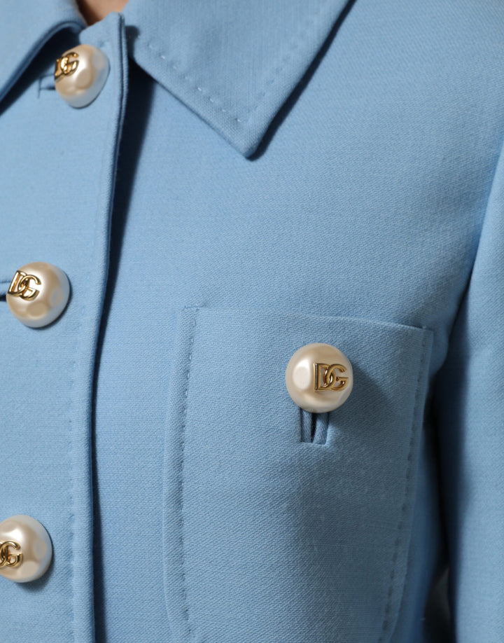 Dolce &amp; Gabbana Sample Sale Dolce &amp; Gabbana Blue Buttoned Down Trench Coat Jacket - | Designer outlet