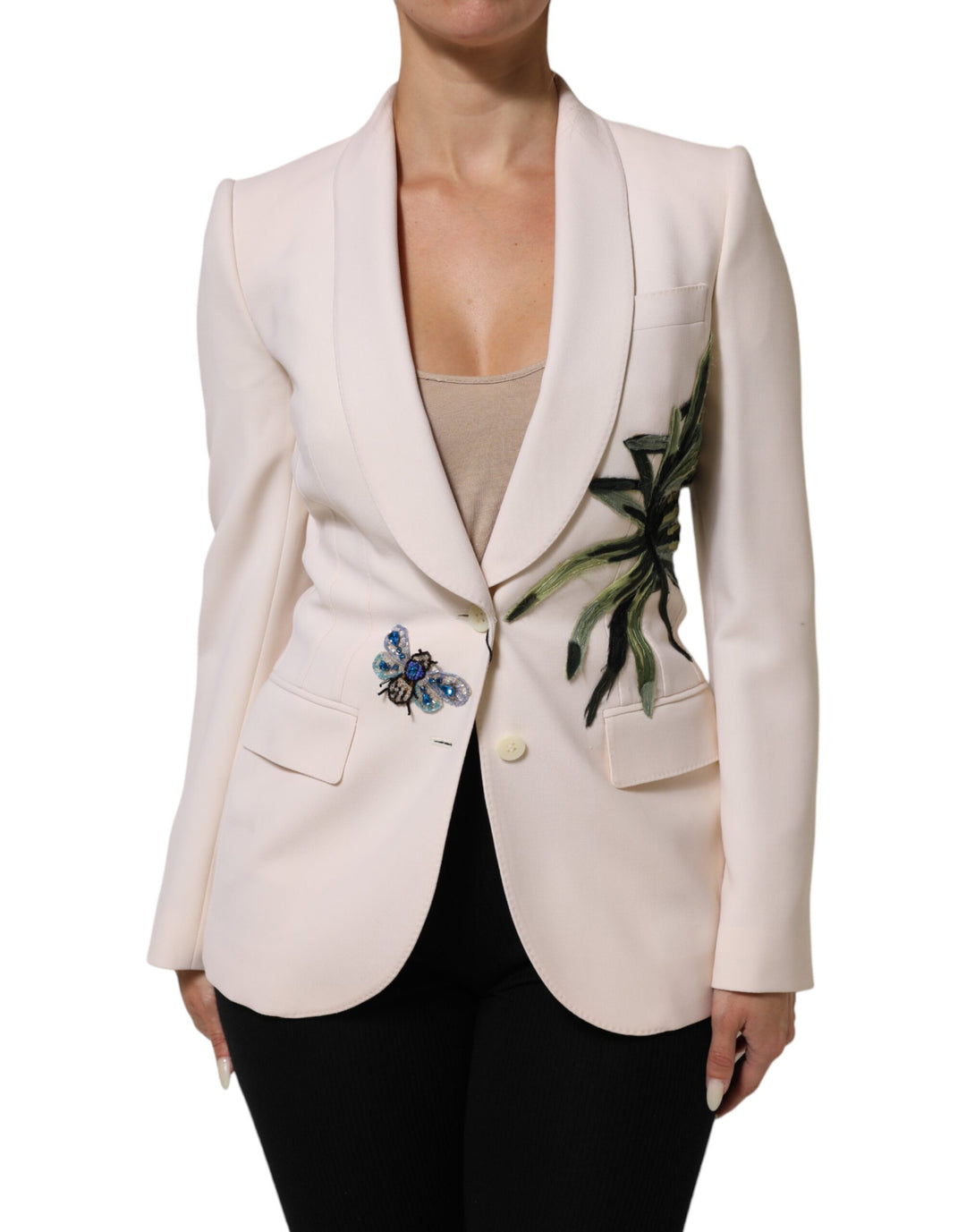 Dolce & Gabbana Sample Sale Dolce & Gabbana Beige Embroidered Single Breasted Jacket - | Designer outlet