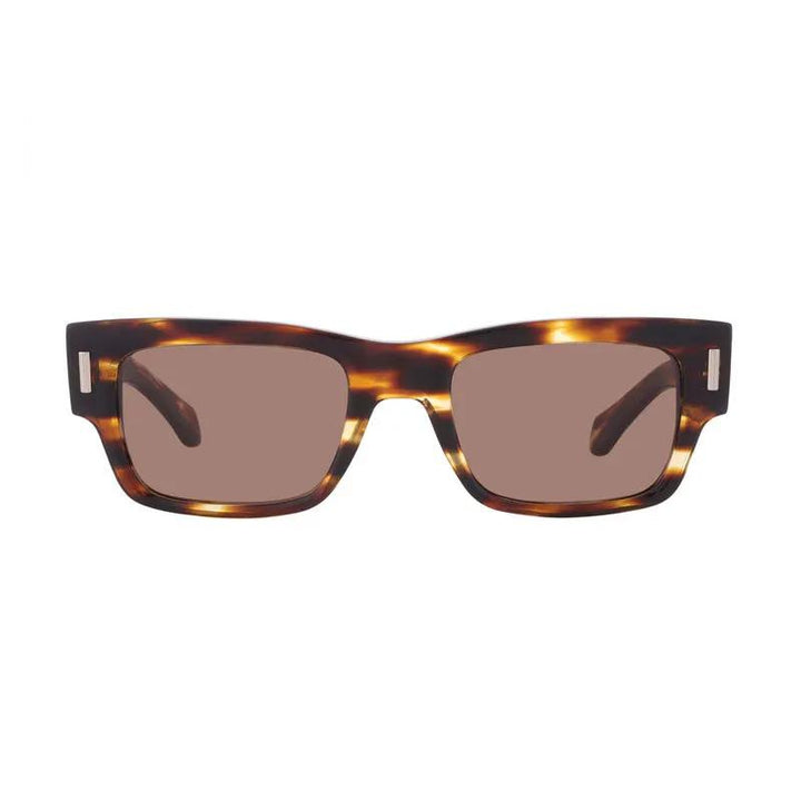 Salvatore Ferragamo Sunglasses Rectangle Full Rim, Striped Brown Frame And Brown Lens Sf2011S216