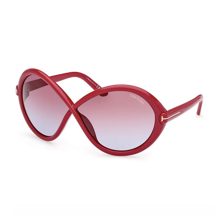 Tom Ford Sunglasses Geometric Full Rim, Shiny Fuxia Frame and Violet Gradient Lens FT107075Y