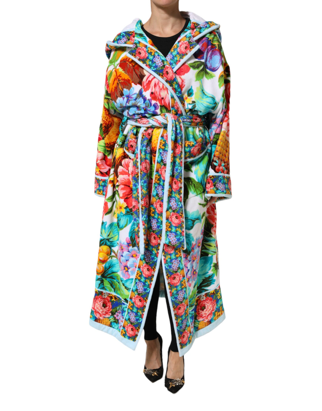 Dolce & Gabbana Sample Sale Dolce & Gabbana Multicolor Floral Print Belted Bathrobe Coat Jacket - | Designer outlet