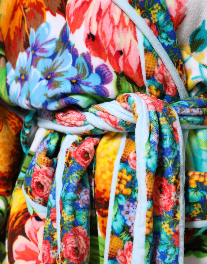 Dolce &amp; Gabbana Sample Sale Dolce &amp; Gabbana Multicolor Floral Print Belted Bathrobe Coat Jacket - | Designer outlet