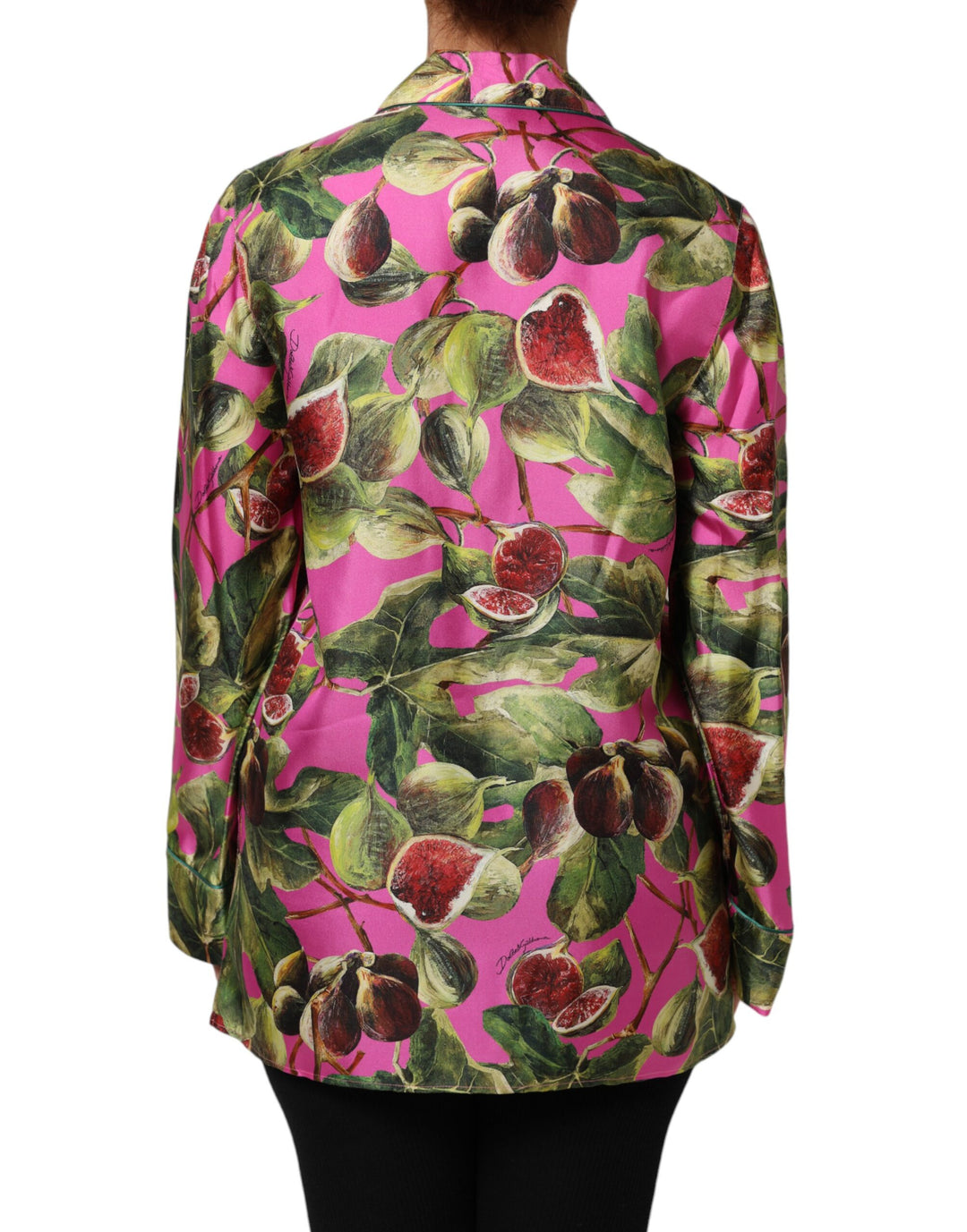 Dolce &amp; Gabbana Sample Sale Dolce &amp; Gabbana Hot Pink Fig Printed Silk Shirt Blouse Top - | Designer outlet