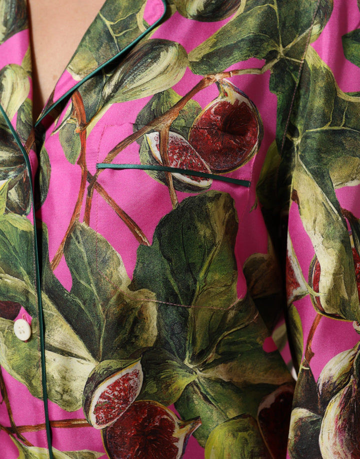 Dolce &amp; Gabbana Sample Sale Dolce &amp; Gabbana Hot Pink Fig Printed Silk Shirt Blouse Top - | Designer outlet