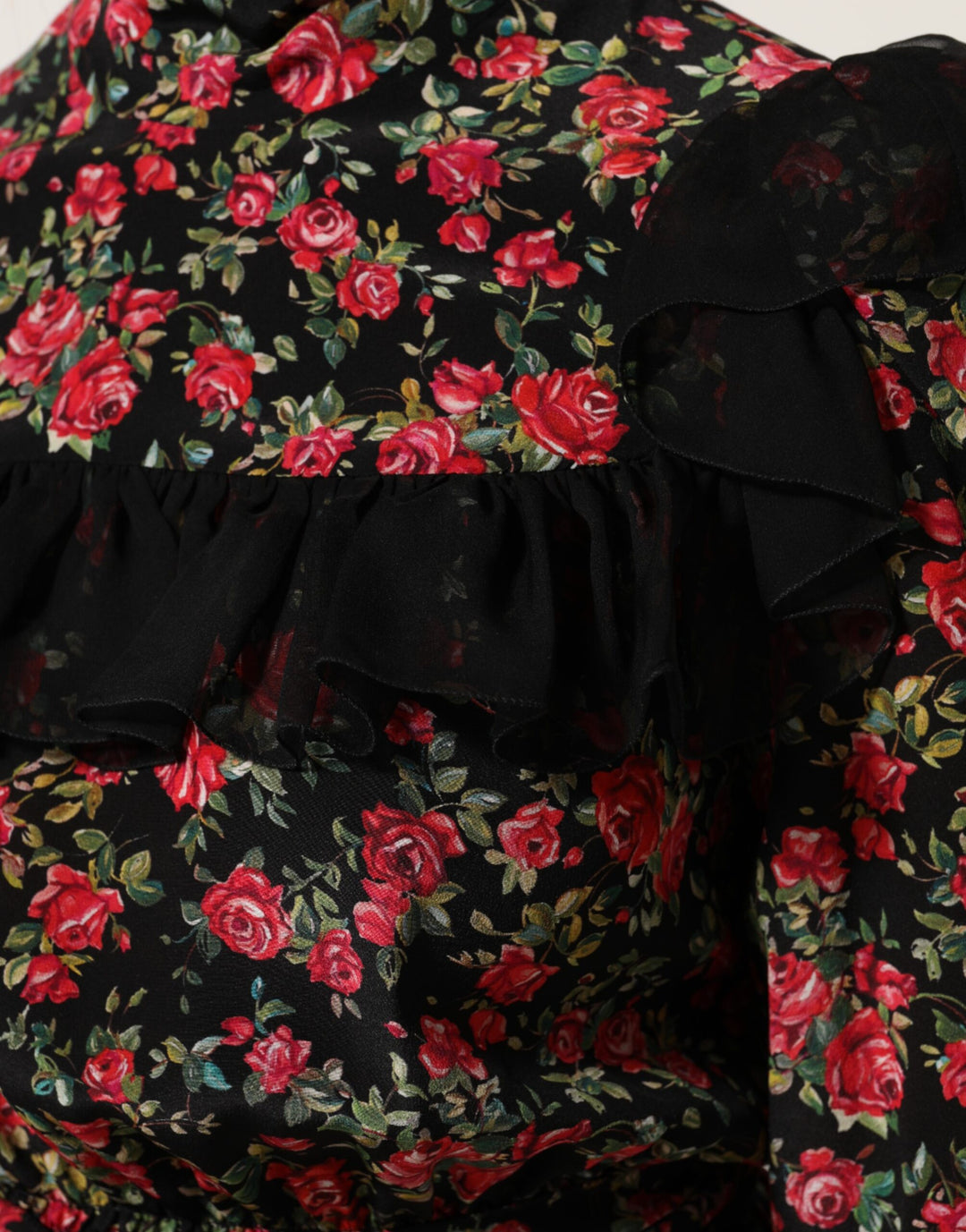 Dolce &amp; Gabbana Black Floral Print Long Sleeve Blouse Top by Dolce &amp; Gabbana outlet now on sale