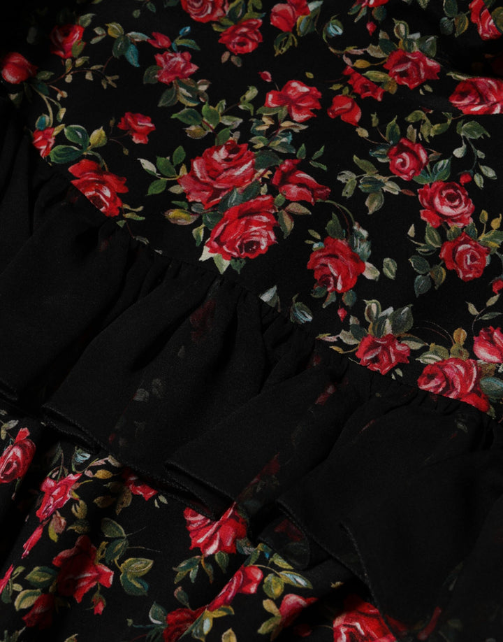 Dolce &amp; Gabbana Black Floral Print Long Sleeve Blouse Top by Dolce &amp; Gabbana outlet now on sale