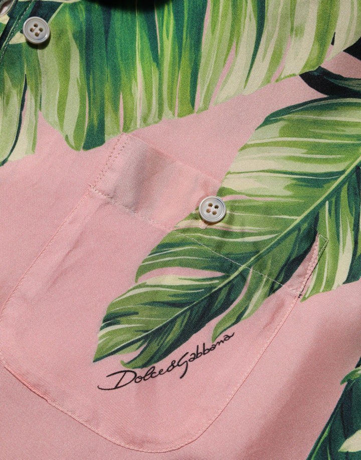 Dolce & Gabbana Pink Jungle Forest Oversized Blouse Shirt Top